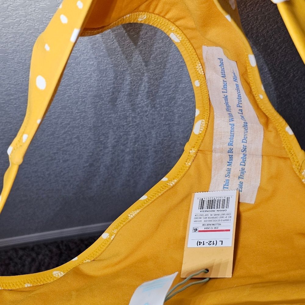 Kona Sol Women's Swim Bottom Large Yellow Polka Dot Hipster Bikini Bottom NWT - Picture 6 of 6